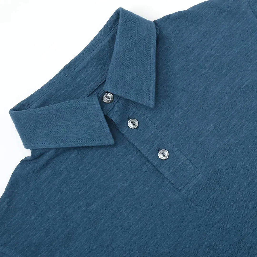 Slub S/S Polo (Faded Indigo)