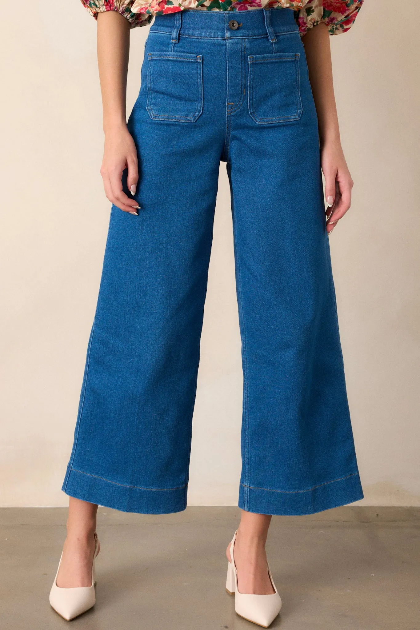 SPANXshape  EveryWear Cropped Washed Blue Wide Leg Jeans