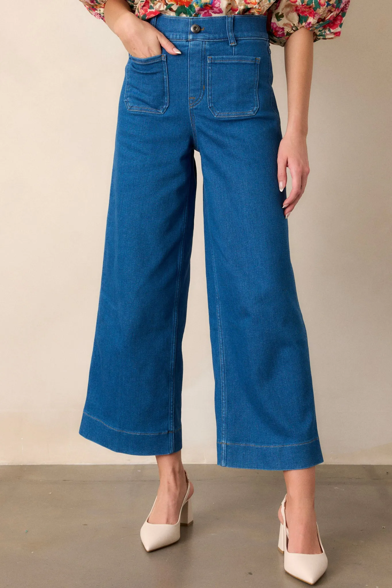 SPANXshape  EveryWear Cropped Washed Blue Wide Leg Jeans