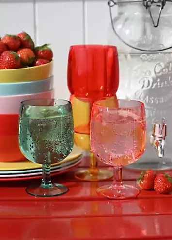 Strawberries & Cream Plastic Stacking Wine Glasses Set of 4 | Kaleidoscope