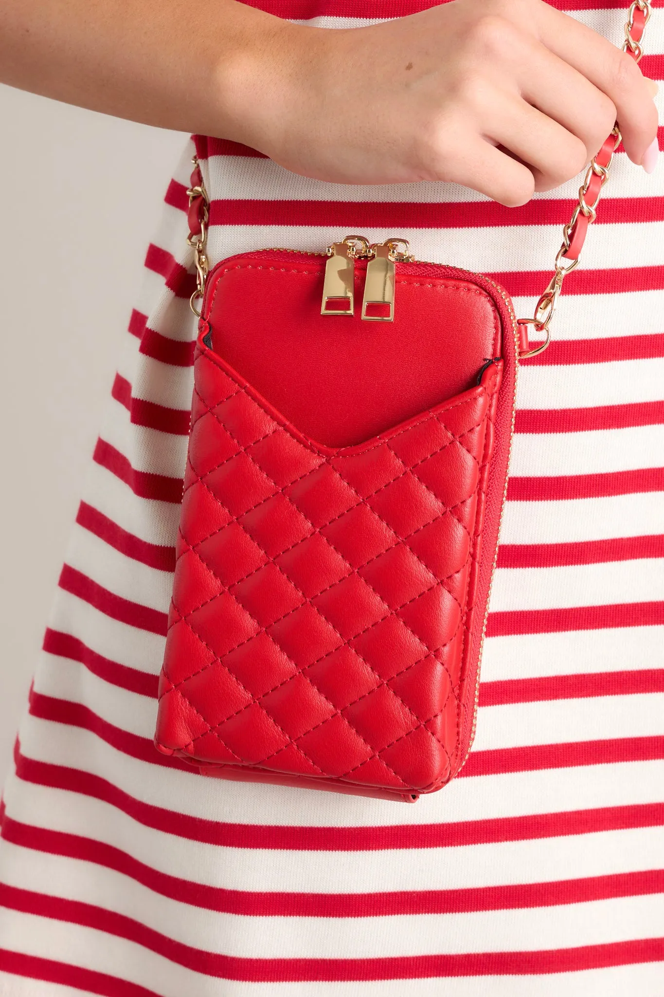 Street Smart Red Quilted Mini Crossbody Bag