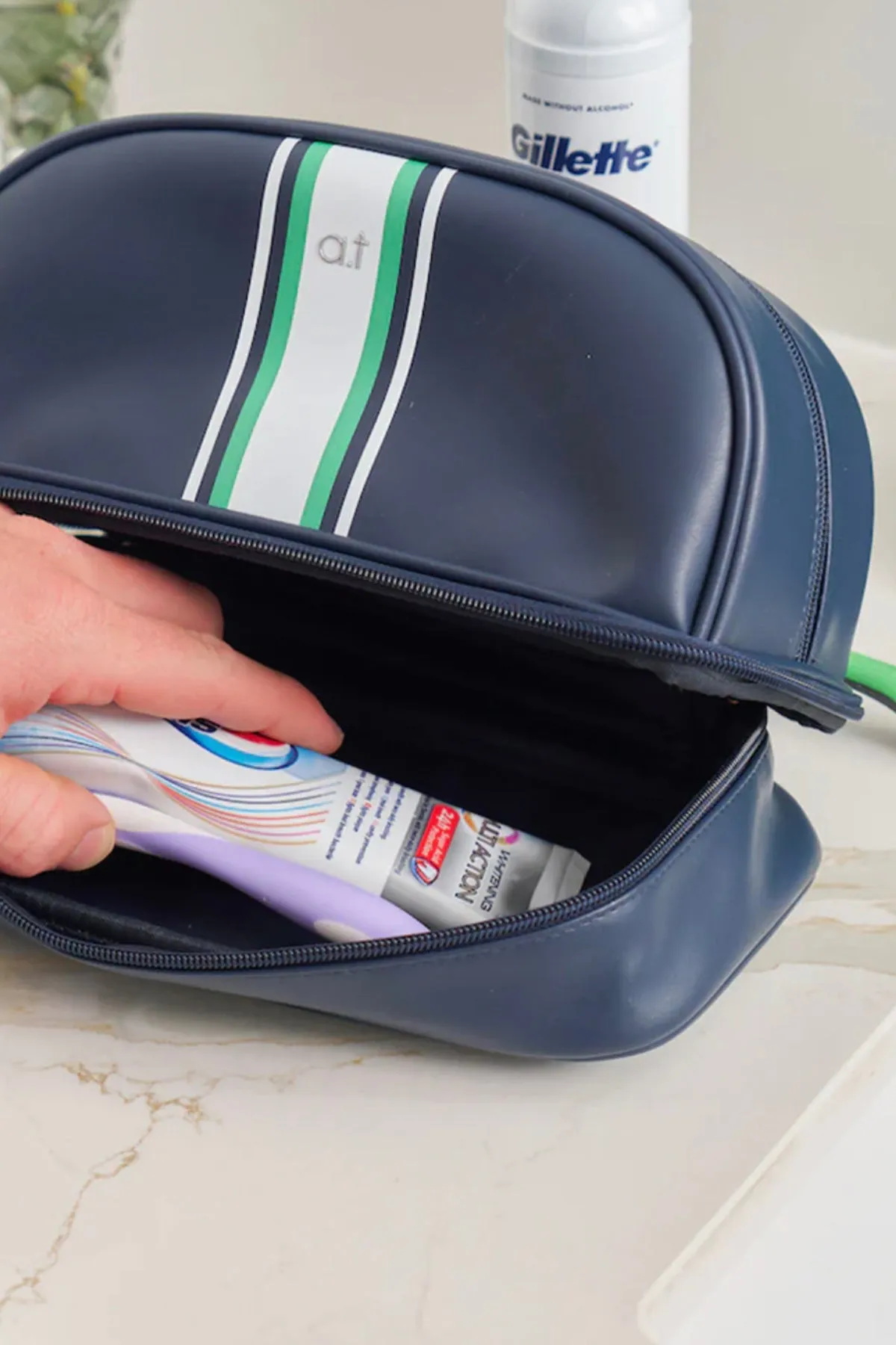 Stripe Toiletry Bag Navy