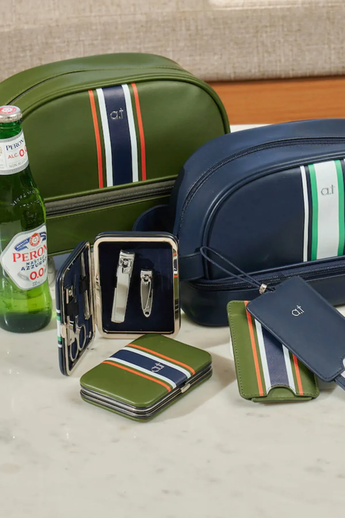 Stripe Toiletry Bag Navy