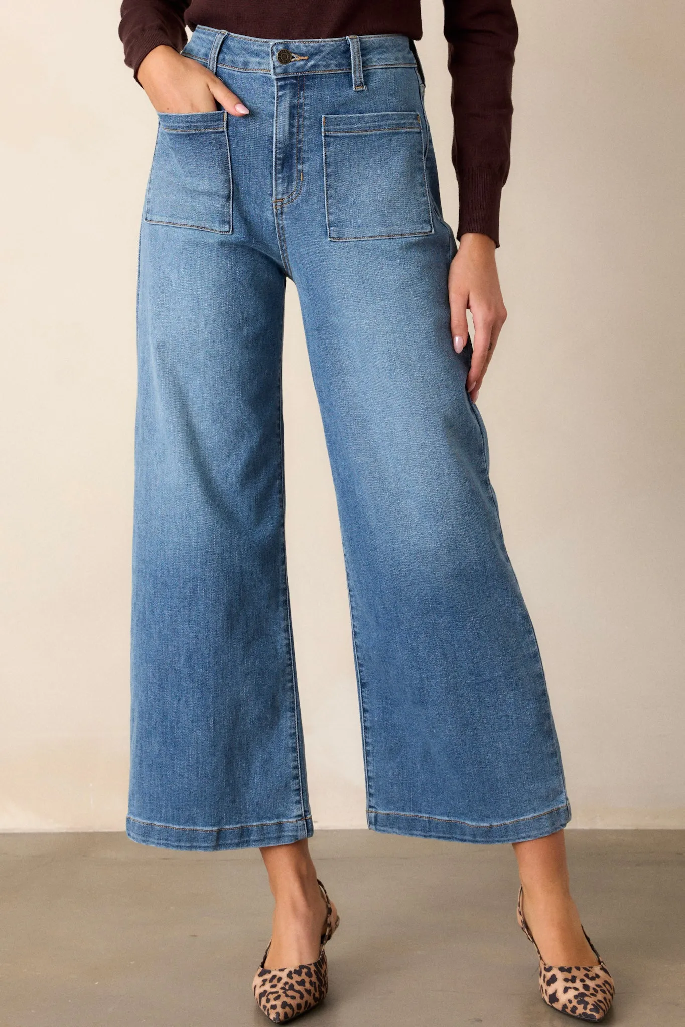 Sunday Morning Medium Wash Wide Leg Jeans