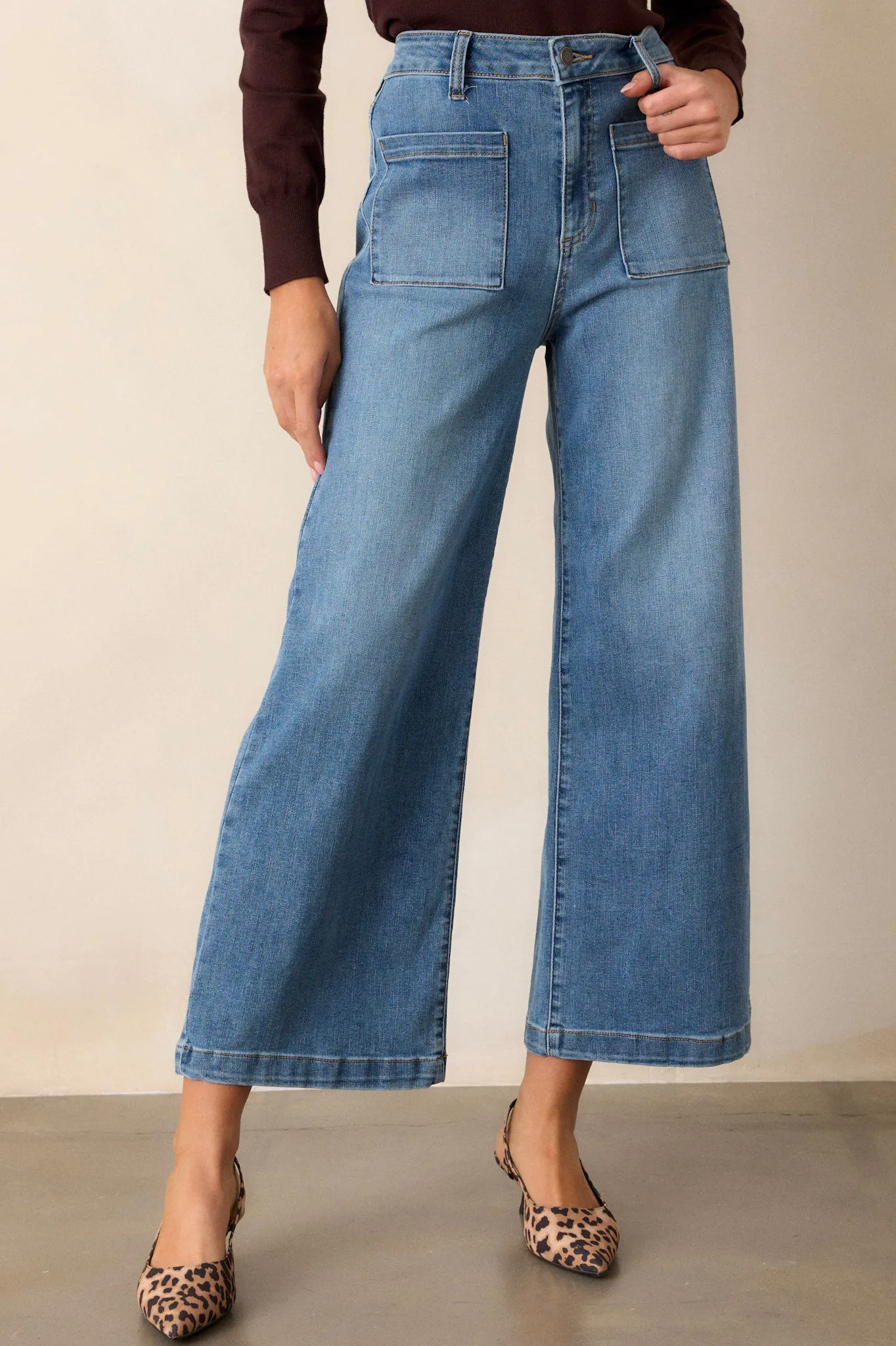 Sunday Morning Medium Wash Wide Leg Jeans