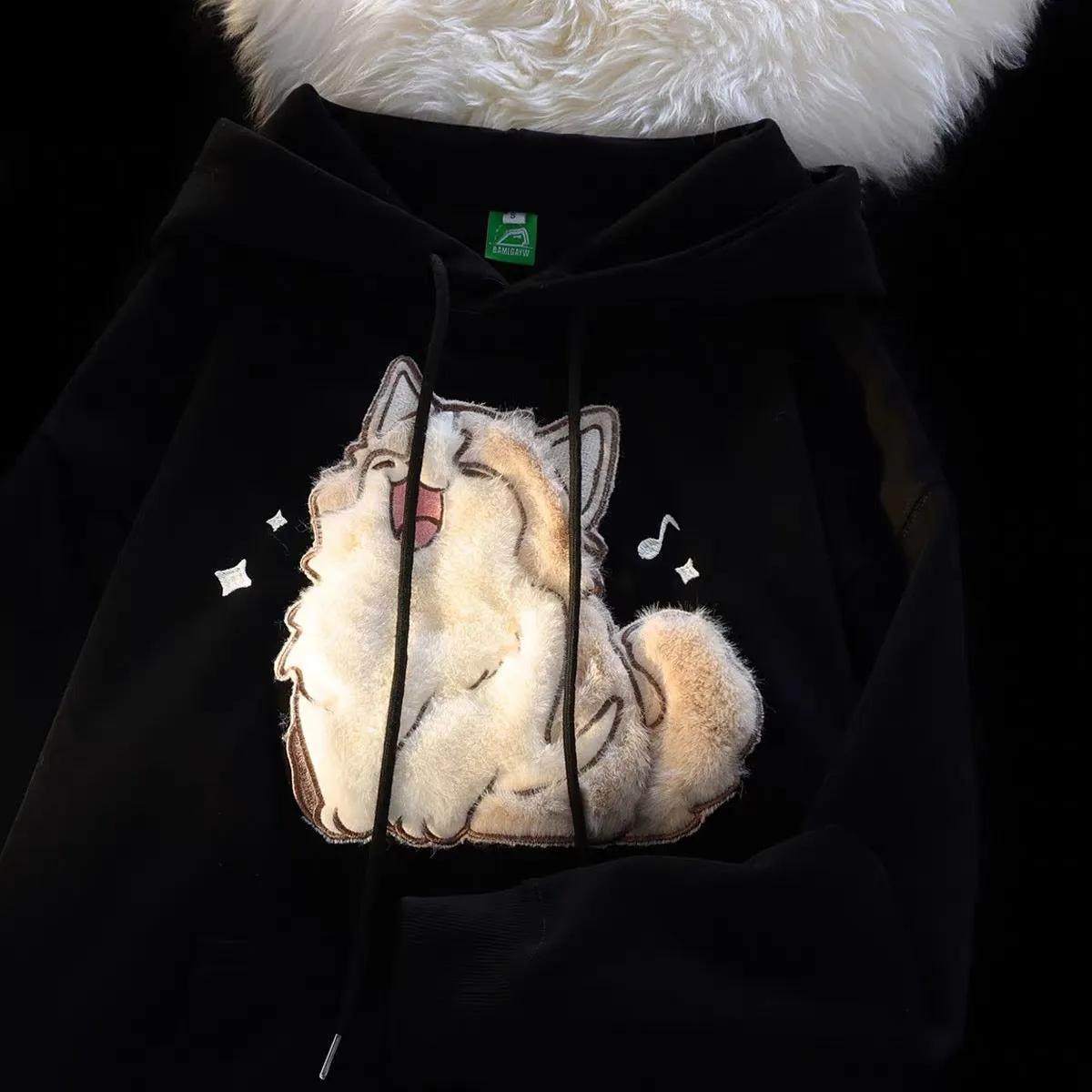 Super nice looking kitten hooded sweatshirt for women spring and autumn 2023 new American style lazy chic couple coat (N0450)