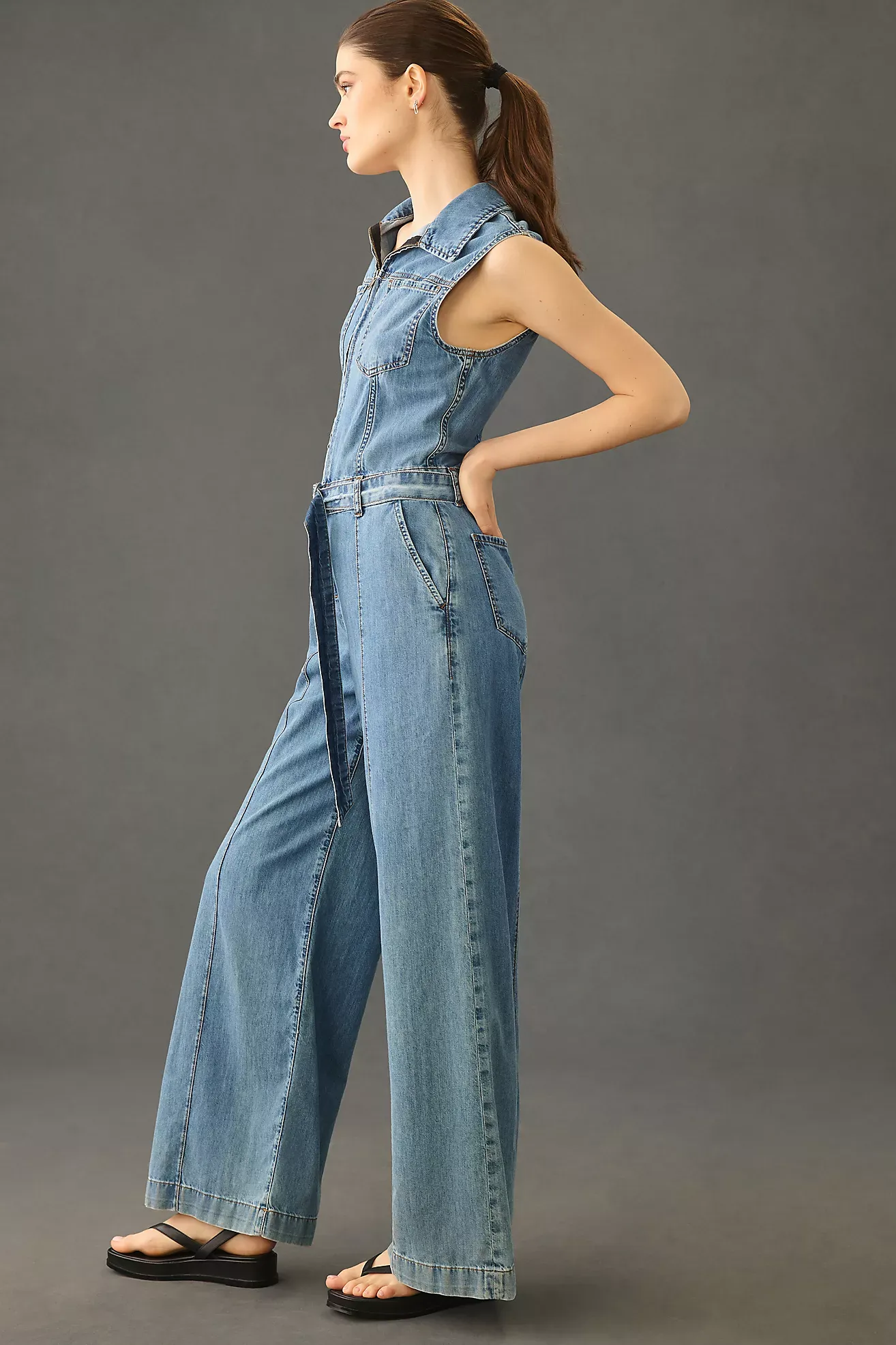 SWLJS029hi FRAME Sleeveless Wide Leg Jumpsuit