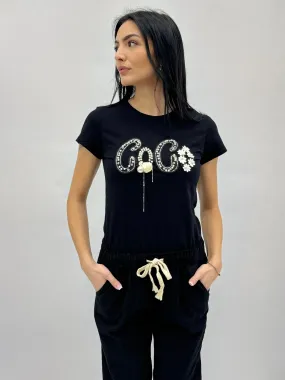 T-shirt in cotone con scritta COCO