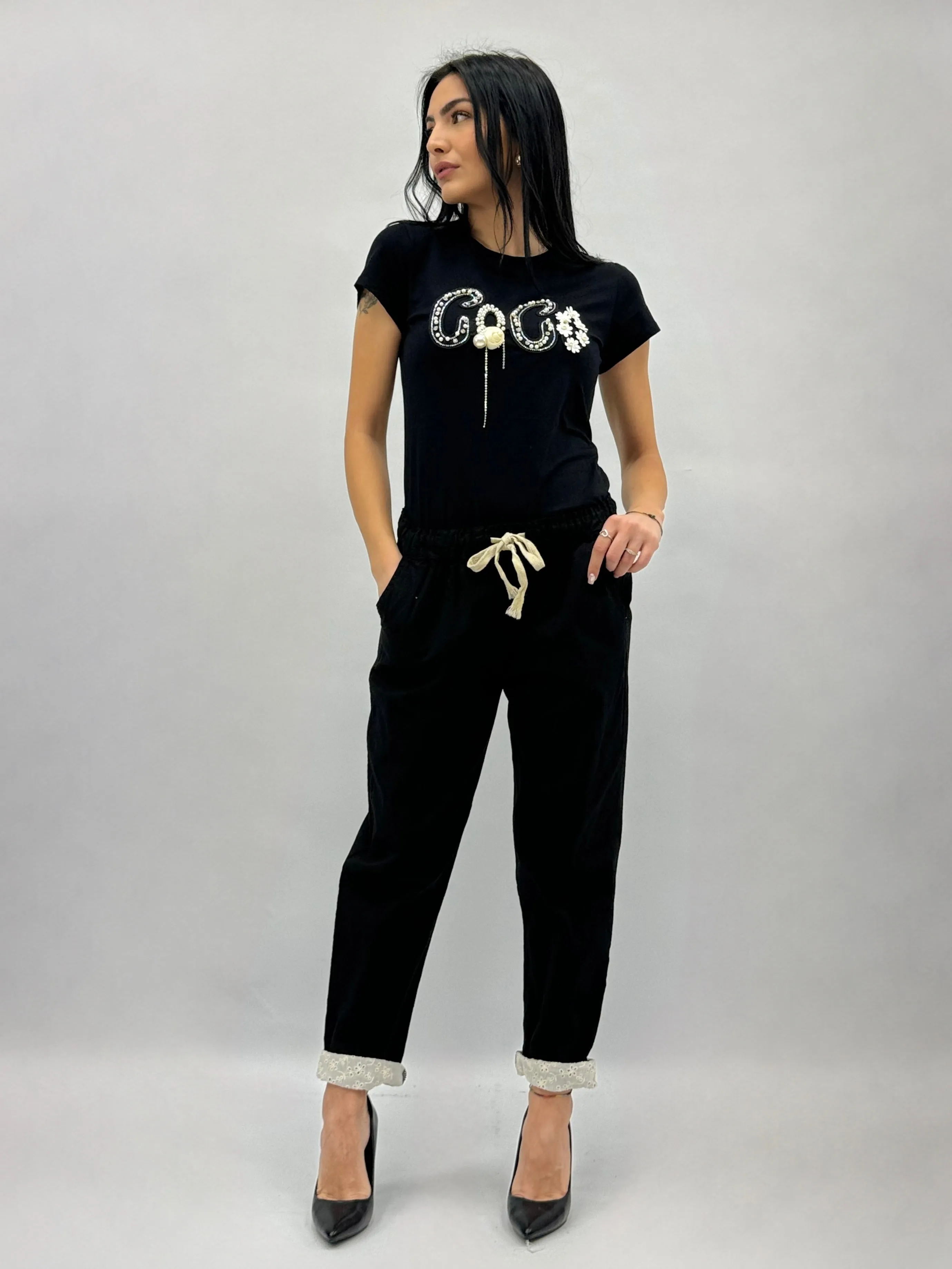 T-shirt in cotone con scritta COCO