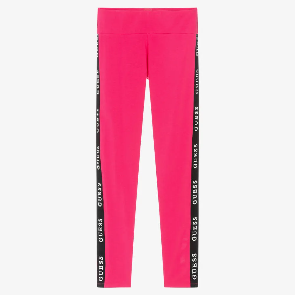 Teen Girls Fuchsia Pink Logo Leggings