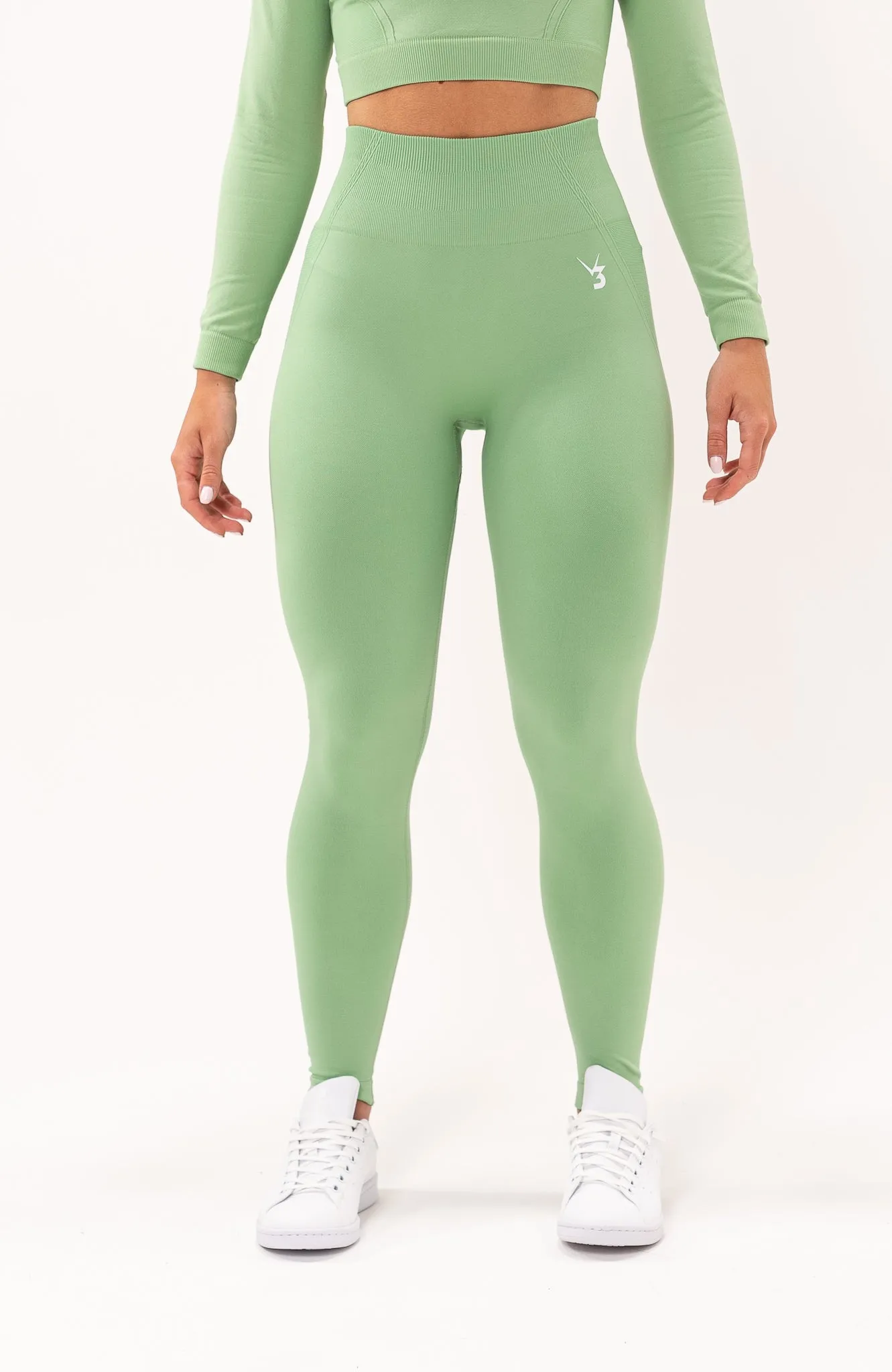 Tempo Seamless Scrunch Leggings & Long Sleeve Set - Mint