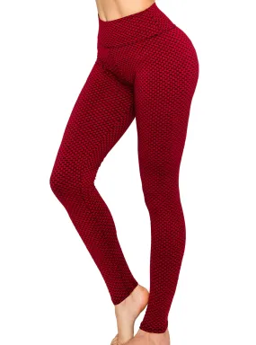 Textured 3D Booty Yoga Pants - High Waist Compression Butt Lift Checkered Pants