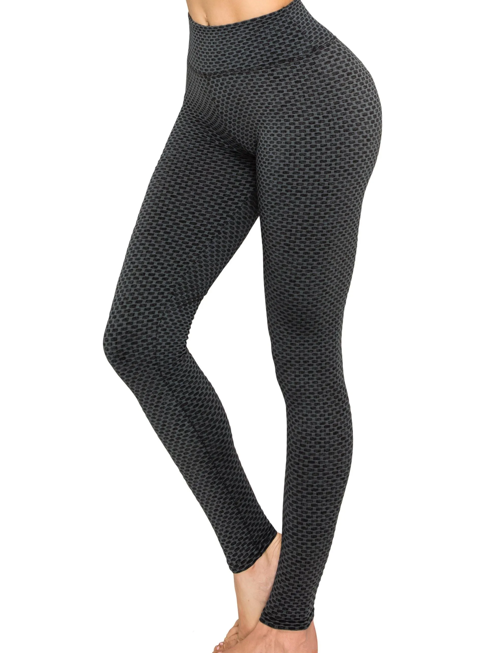 Textured 3D Booty Yoga Pants - High Waist Compression Butt Lift Checkered Pants