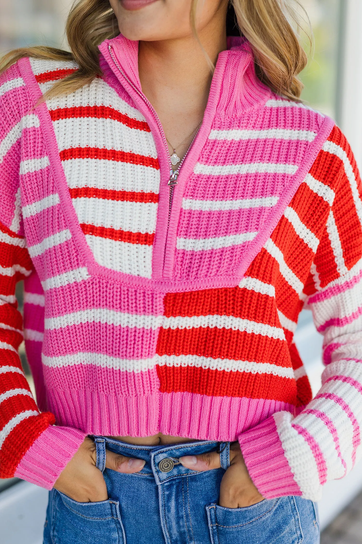 The Vivian Striped Mock Sweater