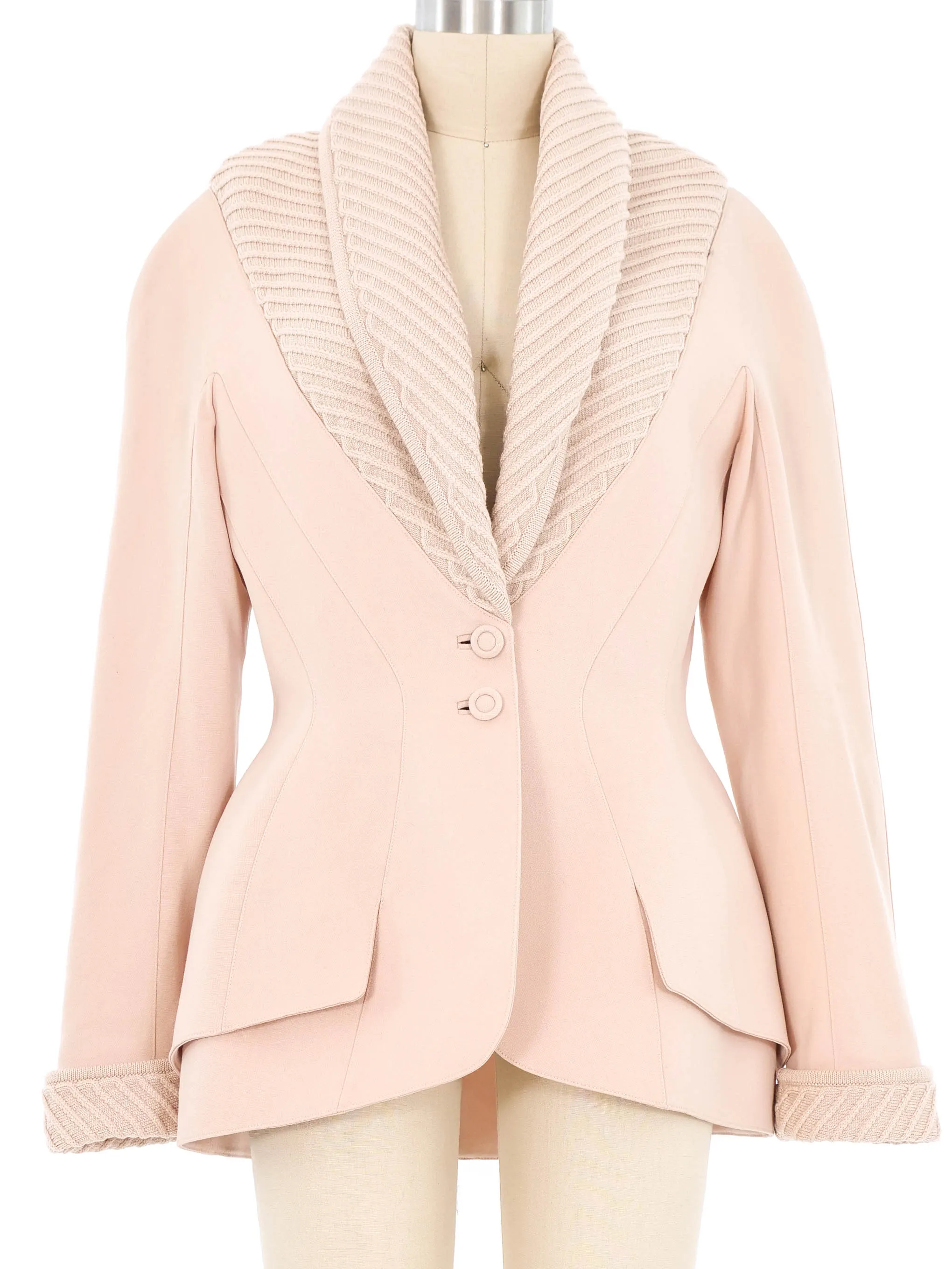 Thierry Mugler Blush Knit Trim Jacket