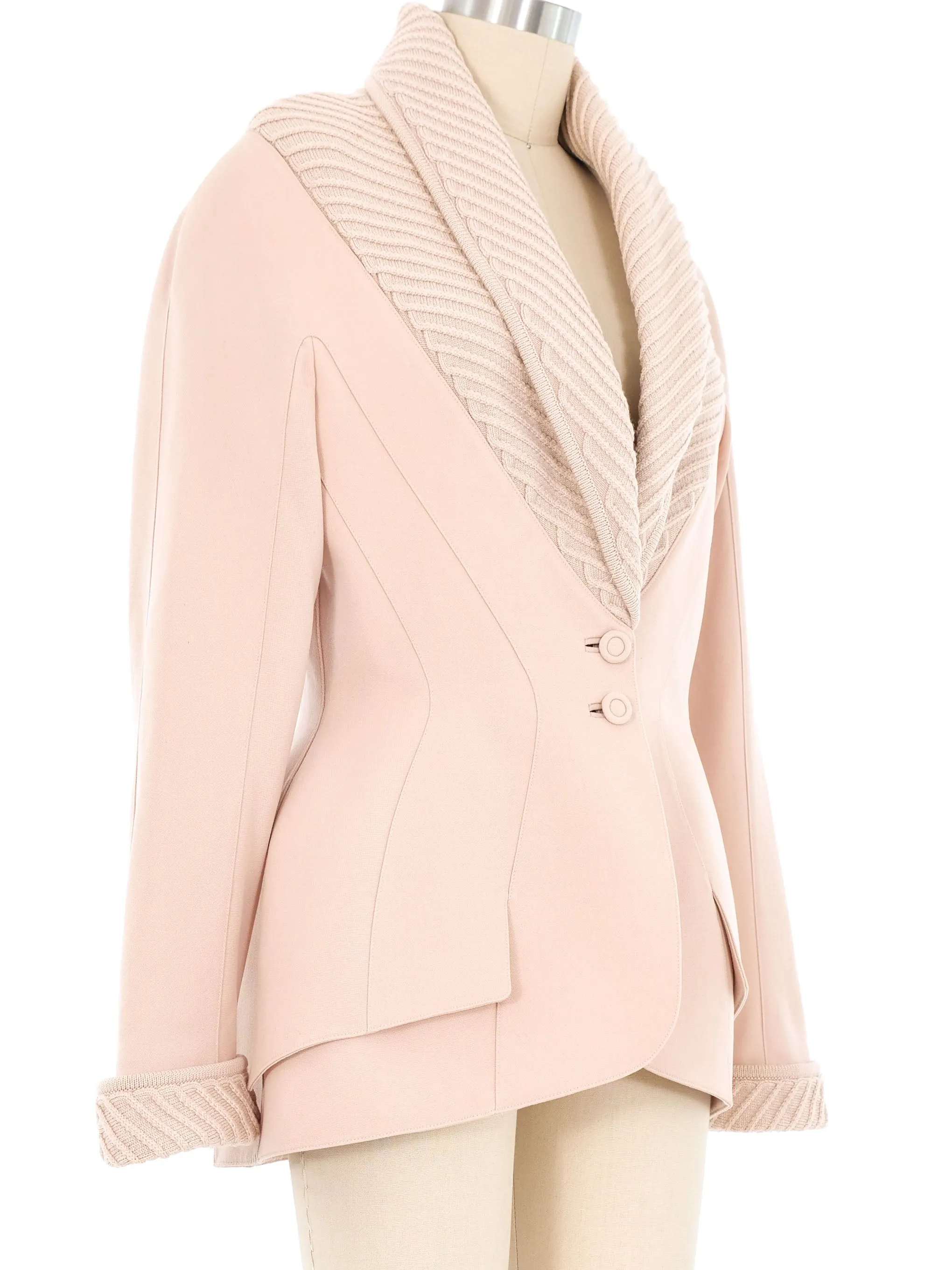 Thierry Mugler Blush Knit Trim Jacket