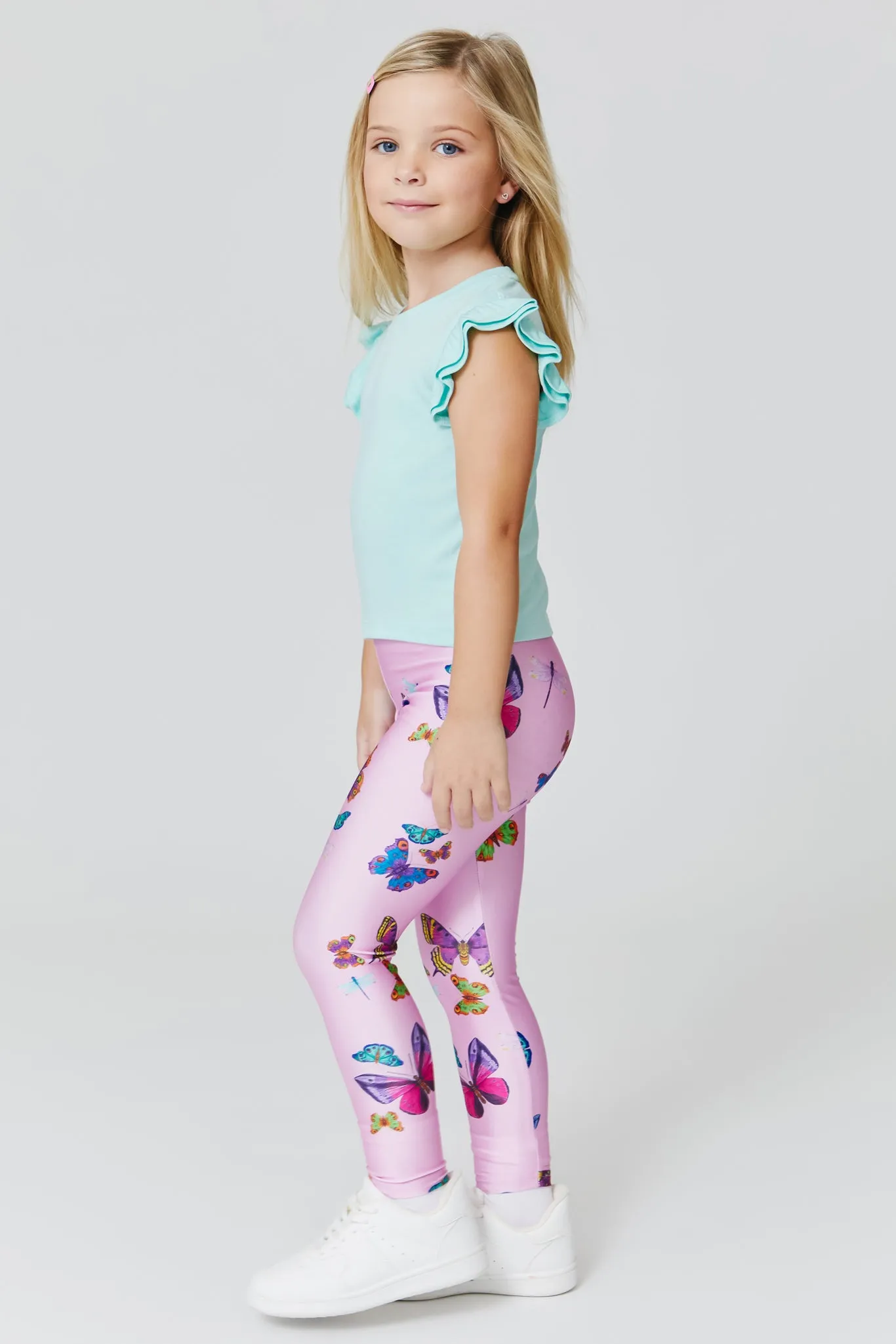 Toddler Leggings in Pink Neon Butterflies