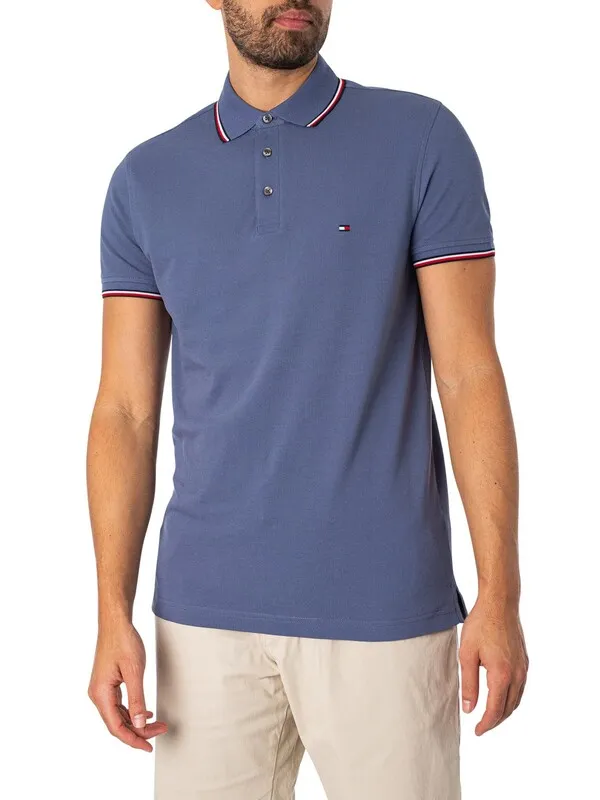 Tommy Hilfiger 1985 Tipped Slim Polo Shirt - Faded Indigo