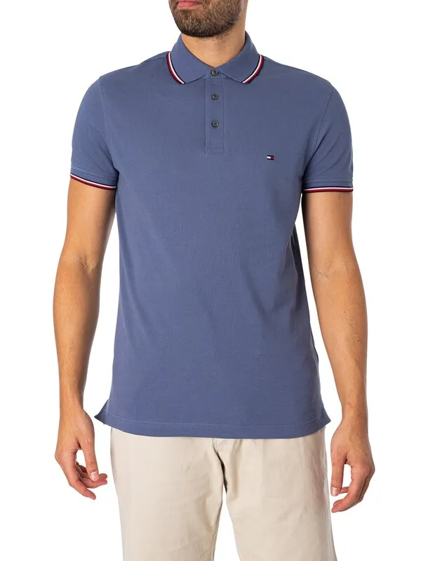 Tommy Hilfiger 1985 Tipped Slim Polo Shirt - Faded Indigo