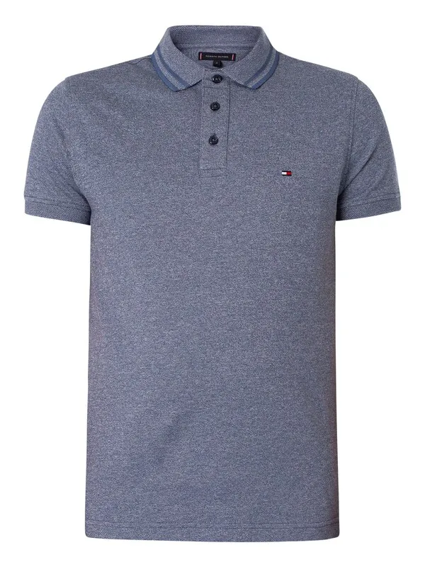 Tommy Hilfiger Pretwist Mouline Slim Fit Polo Shirt - Faded Indigo/White