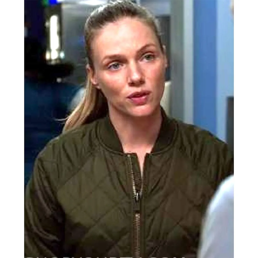 Tracy Spiridakos Chicago PD S08 Quilted Green Jacket