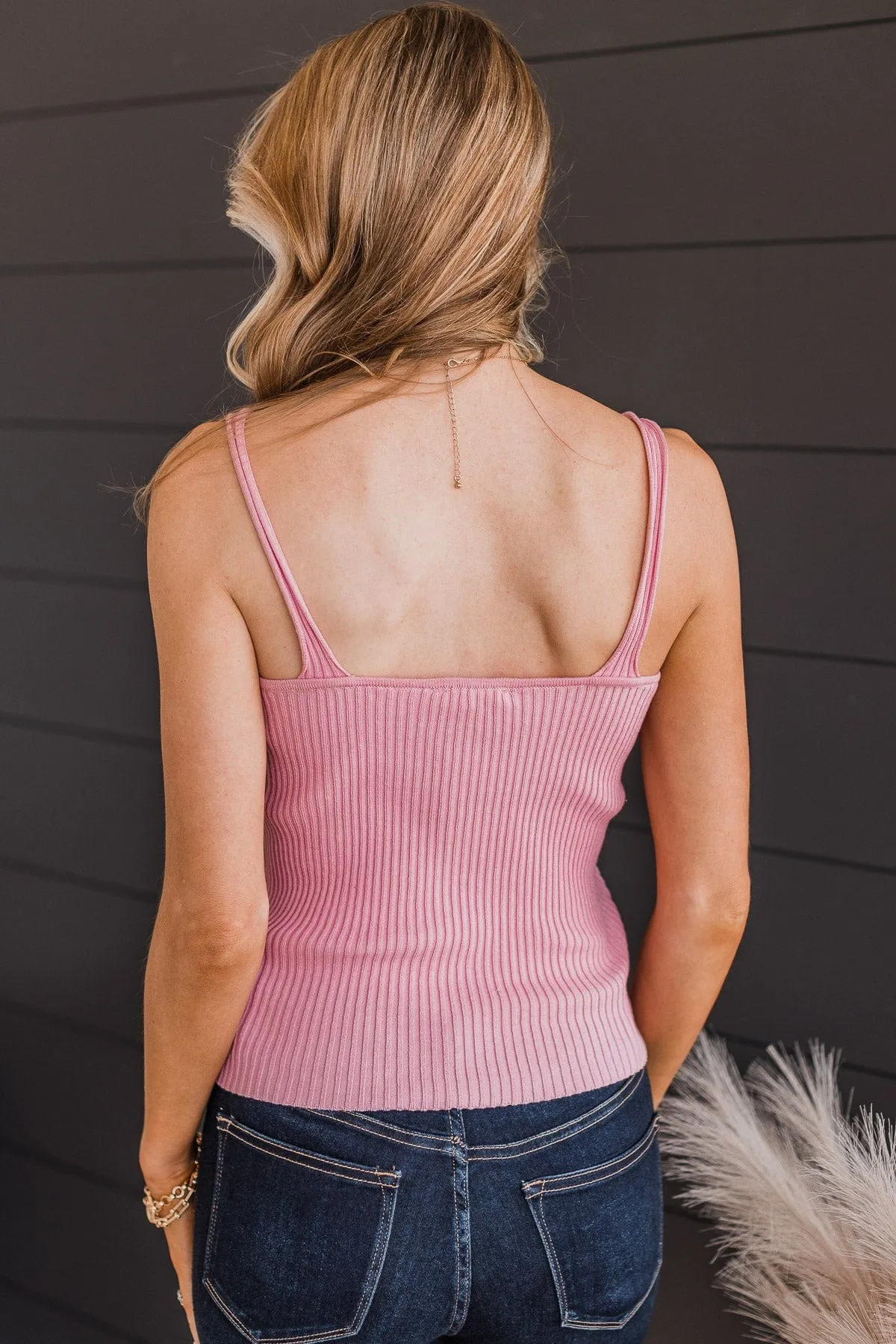 True Romance Ribbed Knit Tank Top- Pink