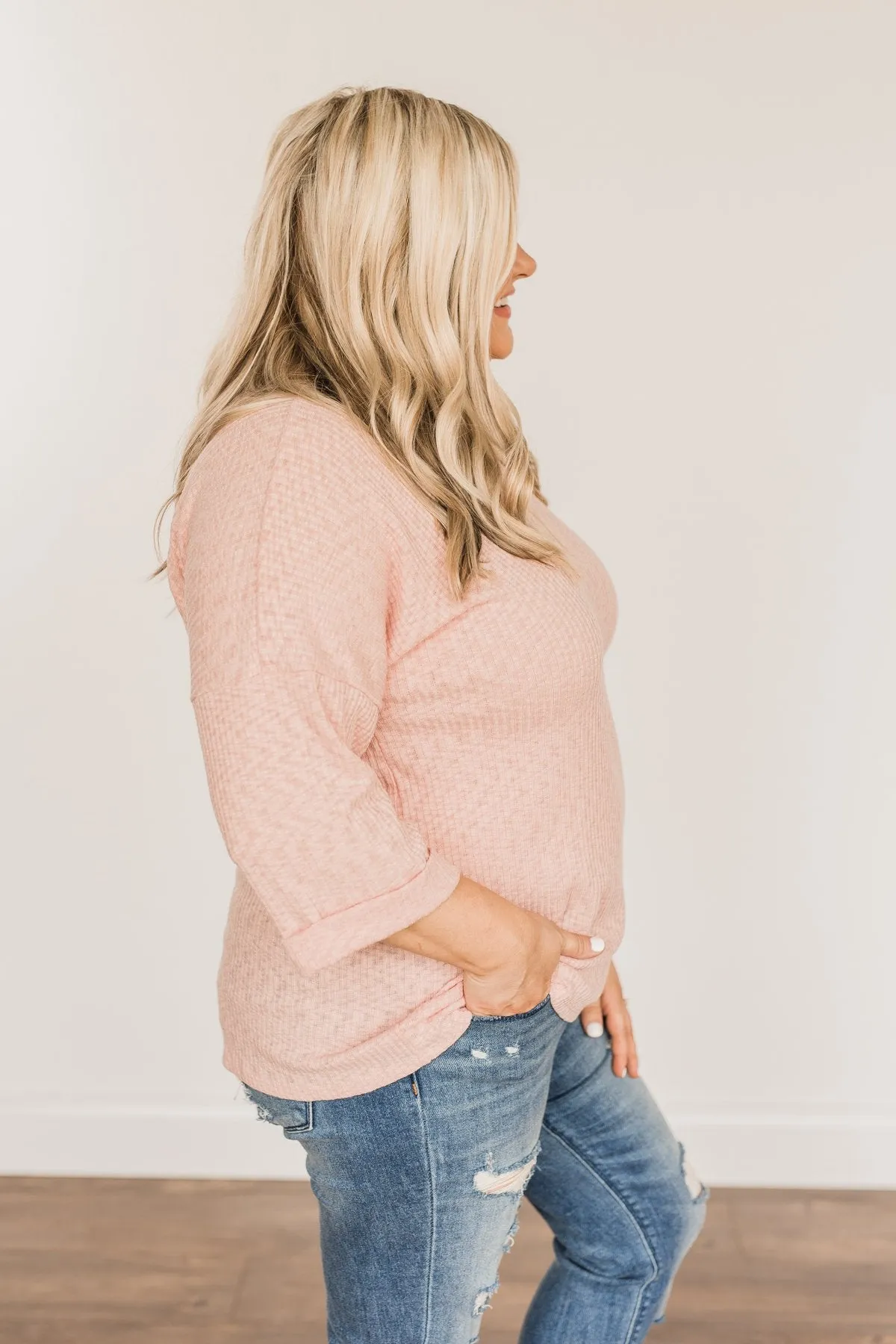 Truly Myself Knit Half Sleeve Top- Dusty Pink