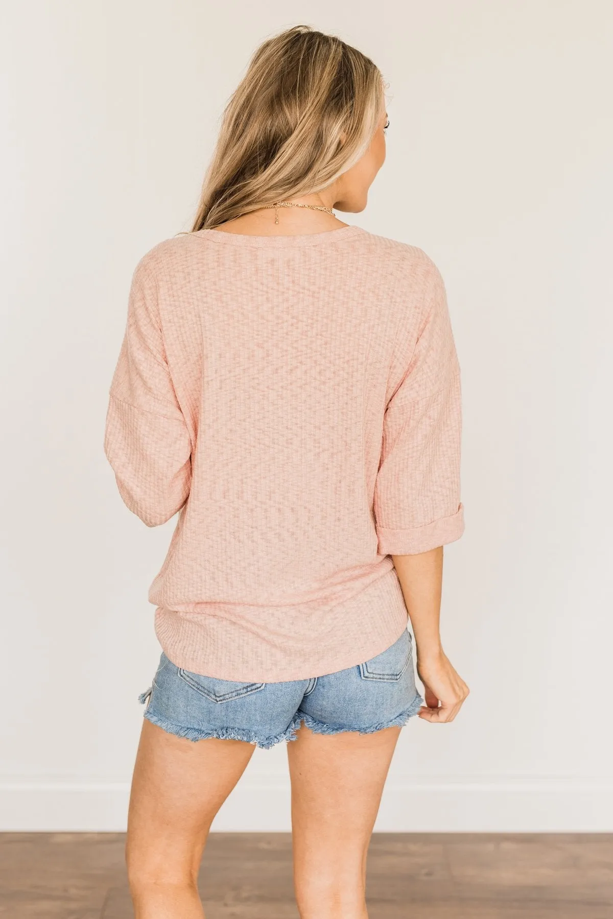 Truly Myself Knit Half Sleeve Top- Dusty Pink