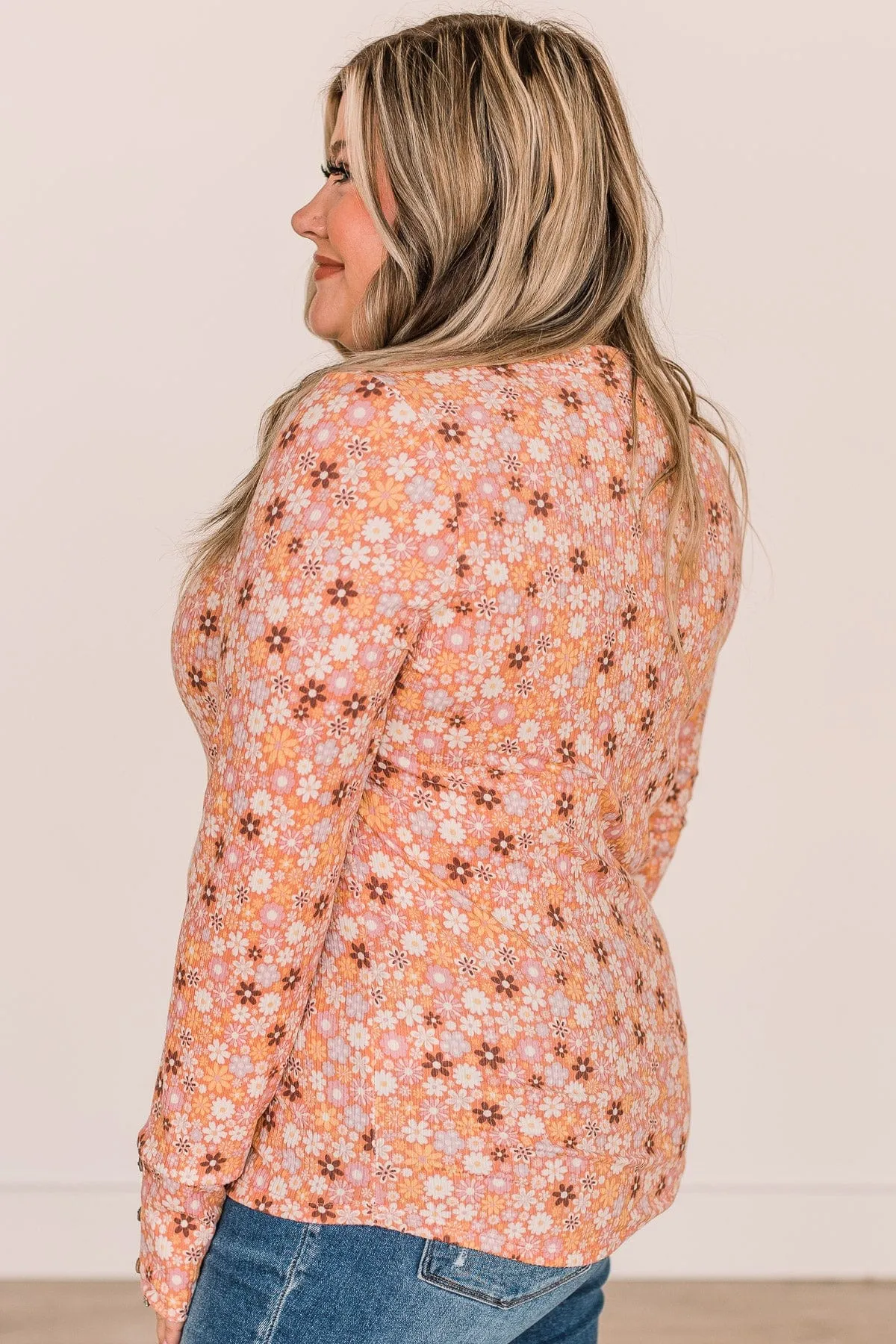 Unexplainable Feelings Floral Knit Top- Light Orange & Pink