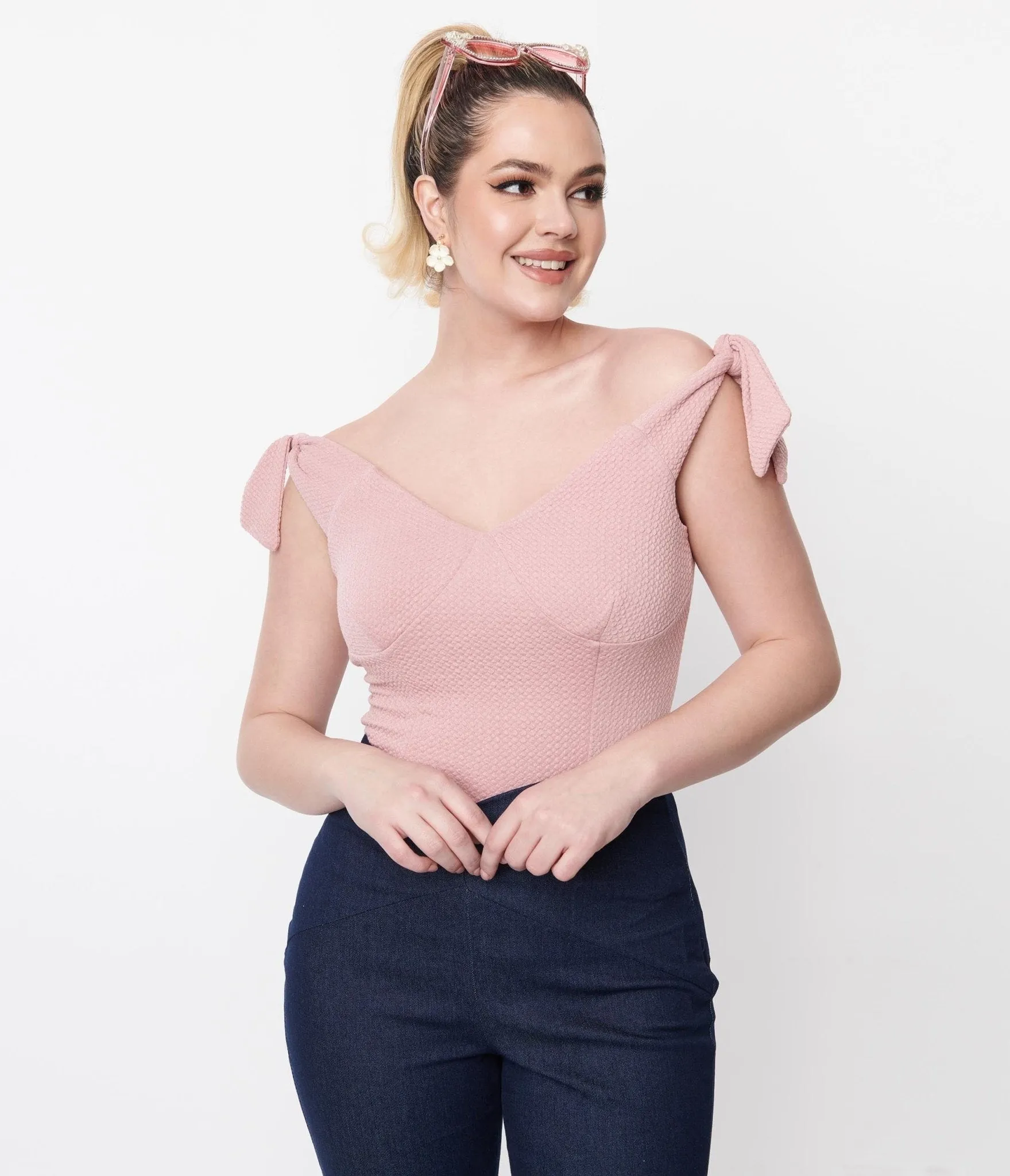 Unique Vintage Mauve Pink Texture Violet Top