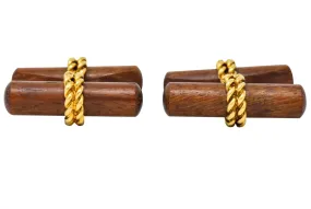 Van Cleef and Arpels New York 18 Karat Gold Wooden Men's Cufflinks