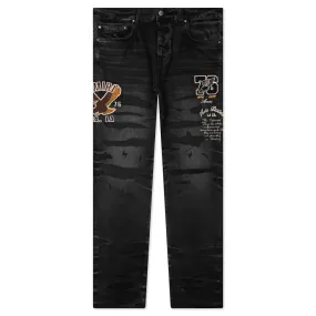 Varsity Eagle Logo Straight Jean - Faded Black