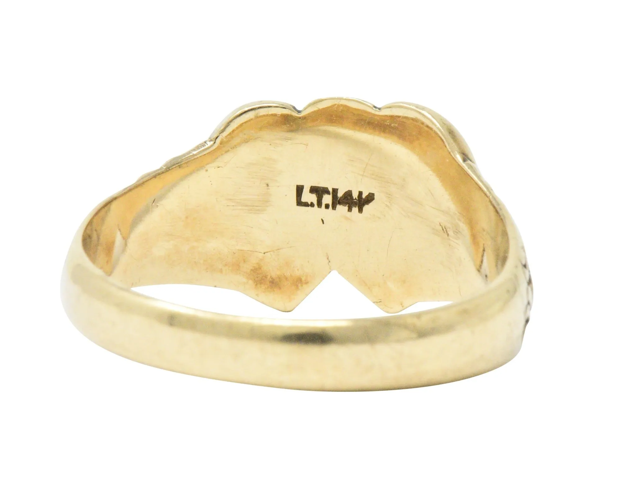 Victorian L. Tassara 14 Karat Gold Unisex Double Heart Band Ring