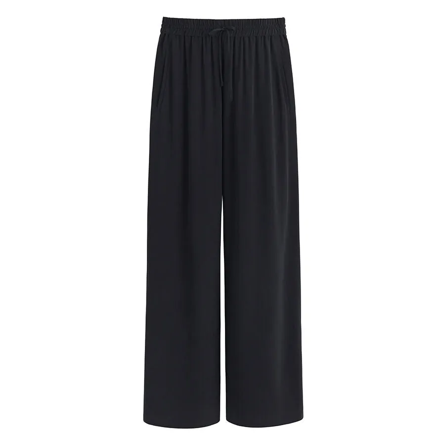 Washable Silk Wide Leg Drawstring Pant