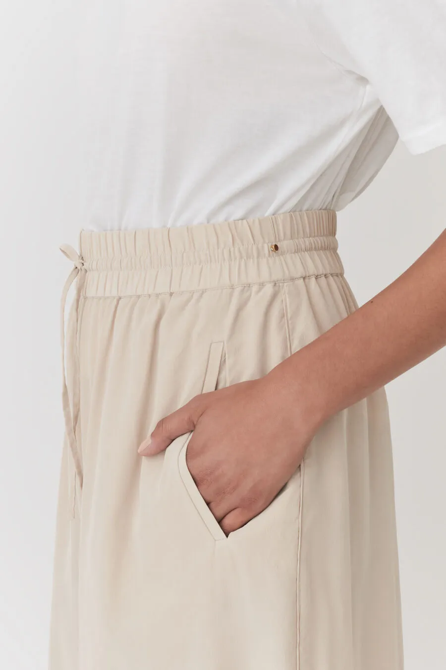 Washable Silk Wide Leg Drawstring Pant