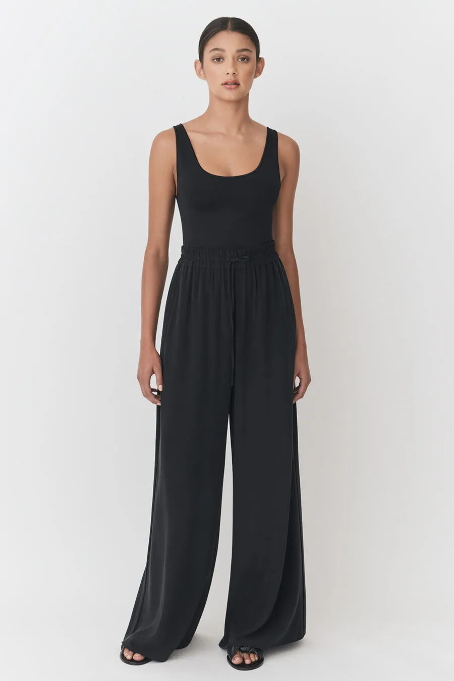 Washable Silk Wide Leg Drawstring Pant