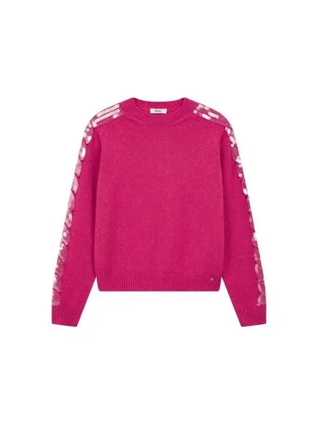 Women s sequin cable cashmere knit dark pink 270165