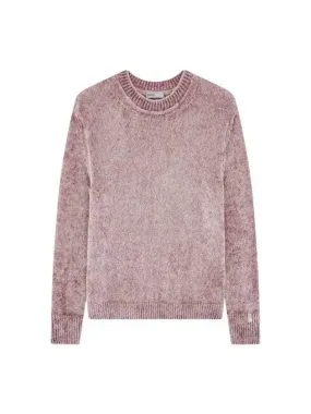 Women s Soft Chenille Crew Neck Knit Indian Pink 270406