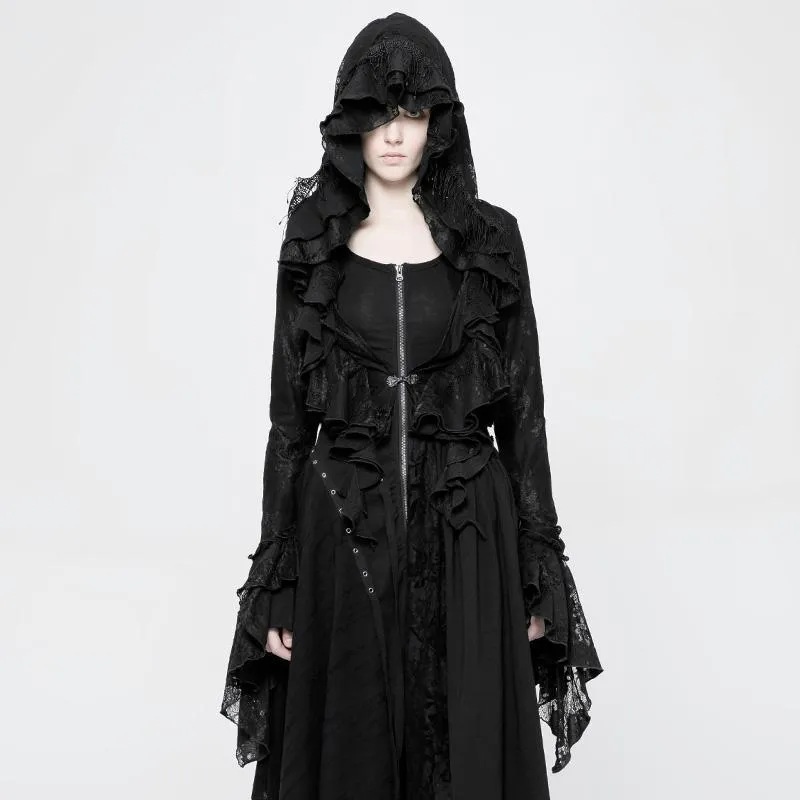 Women's Goth Short Frilled Hoody