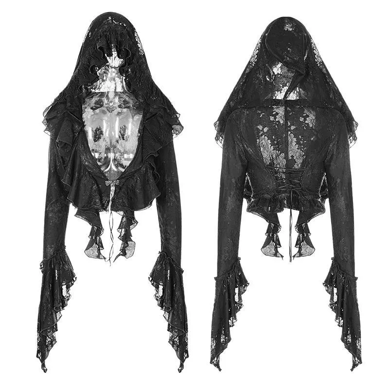 Women's Goth Short Frilled Hoody