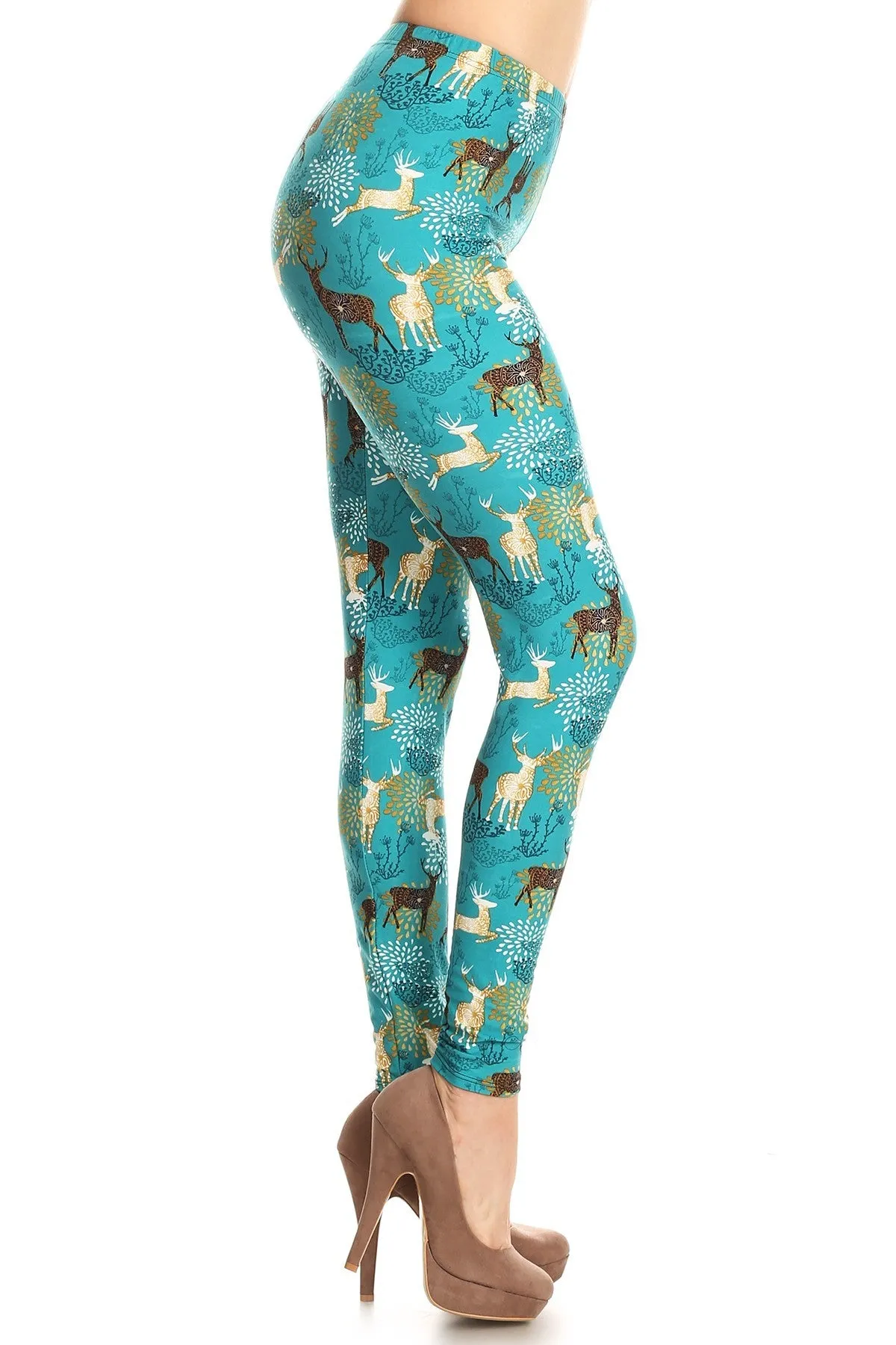 Women's PLUS Deer Pattern Printed Leggings - Christmas Gift