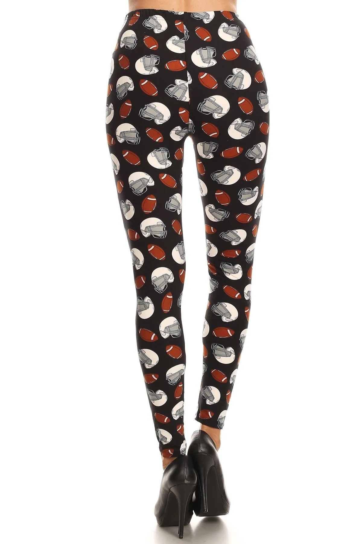 Women's Plus Football Helmet Pattern Printed Leggings