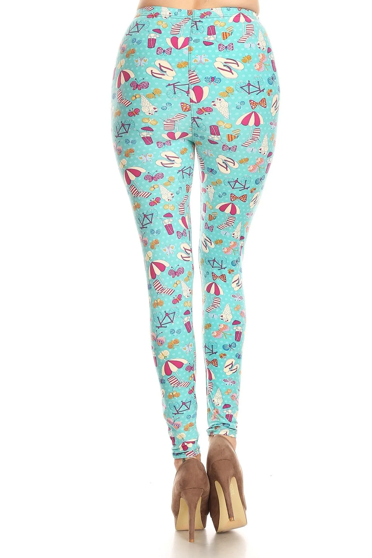 Women's Plus Summer Theme Vacation Pattern Printed Leggings