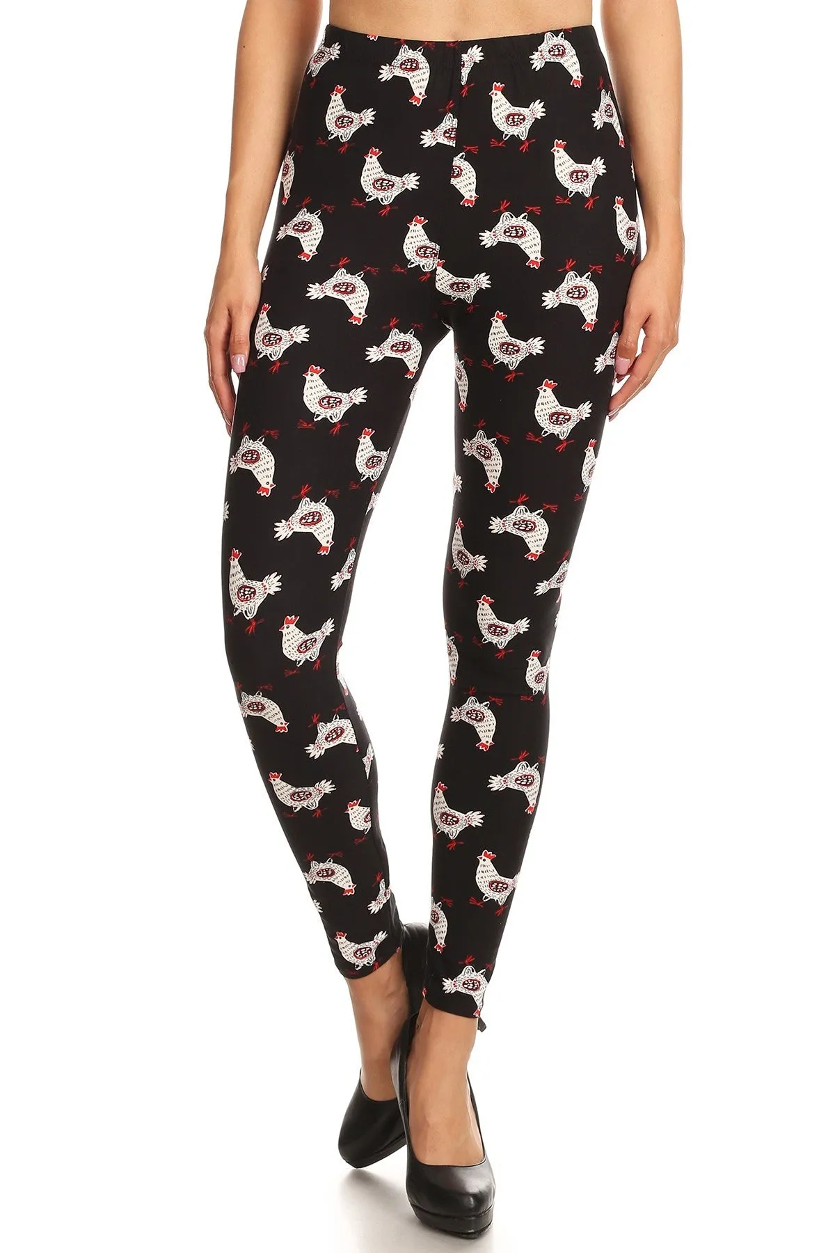 Women's Regular Chicken with Eggs Pattern Printed Leggings