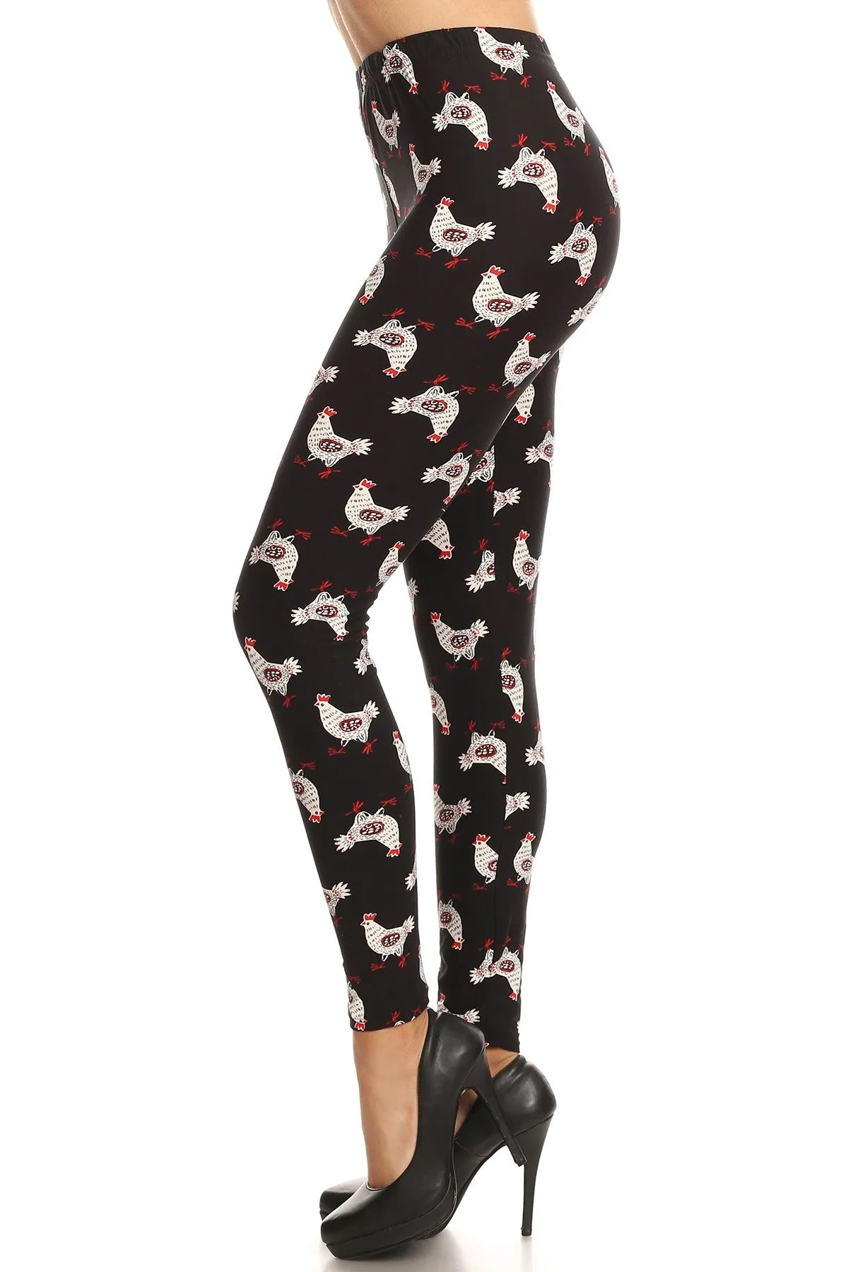 Women's Regular Chicken with Eggs Pattern Printed Leggings